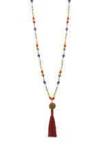 Load image into Gallery viewer, Chakra Stone Mala with Sacred Aum Rudrashka Beads