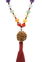 Load image into Gallery viewer, Chakra Stone Mala with Sacred Aum Rudrashka Beads